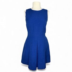 Brooks Brothers Blue Textured Pleated Fit & Flare Dress 6